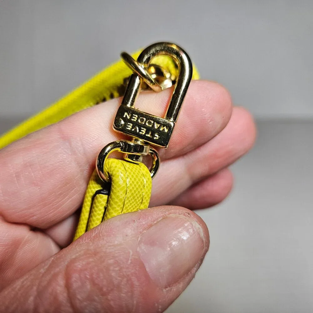 STEVE MADDEN SMOOTH ZIP AROUND WALLET PASTEL YELLOW WRISTLET - Picture 9 of 15